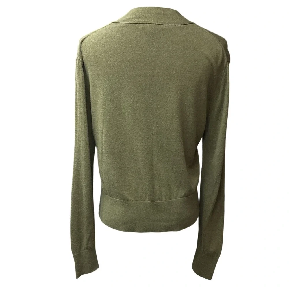 J. Crew Women's V Neck Button Front Long Sleeve Knitted Cardigan Green Sz Medium